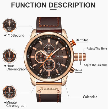 Luxury Chronograph Quartz Watch Men